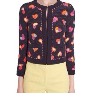 Boutique Moschino Multi-Colored Hearts Quilted Jacket